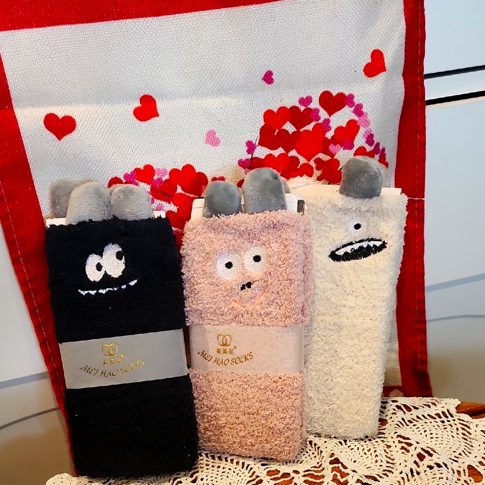 3 Pack of silly fuzzy socks